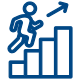 Person climbing a bar chart icon