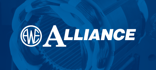 Alliance Winding logo on blue product background