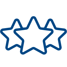 Three blue stars icon.