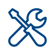 Blue wrench and screwdriver icon.